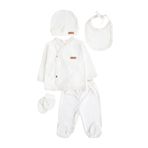 Oz Baby Hastane Çıkışı Organik Pamuklu Kumaş - Ozbaby 5'li Yeni Doğan Bebek Zıbın Seti