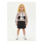 Oz Baby Kız Çocuk Kapüşonlu Ekose Oduncu Sweatshirt Deri Etekli Takım