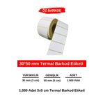 ÖZ BARKOD 30*50 mm Barkod Etiketi - 1000 Adet Termal Etiket
