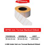 Öz Barkod 60 x 30 mm Barkod Etiketi - 1000 Adet Termal Etiket