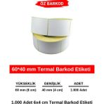 Öz Barkod 60X40 mm Barkod Etiketi - 1000 Adet Termal Etiket - 60 x 40 mm