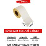 Öz Barkod Terazi Etiketi 40MM*58MM – 500 Adet (Direkt Termal) | Net Baskı, Gerçek Ölçü, Terazi Uyumlu Etiket - 40 x 58 mm