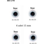 Öz-El Beyaz Renk Nazar Boncuklu Simli 6 Adet 15 Mm Bebek Düğme, Bebek Kazak, Yelek, Gömlek Düğmesi 403 270