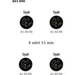 Öz-El Ev Desenli Siyah Beyaz Renk 4 Adet 15 Mm Bebek Düğme, Çocuk Kazak, Yelek, Gömlek Düğmesi 403 090