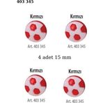 Öz-El Futbol Topu Şekilli Kırmızı Renk 4 Adet 15 Mm Bebek Düğme, Bebek Kazak,Yelek, Gömlek Düğmesi 403 345