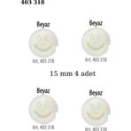 Öz-El Gülen Yüz Şekilli Beyaz Renk 4 Adet 15 Mm Bebek Düğme, Bebek Kazak, Yelek, Gömlek Düğmesi 403 318