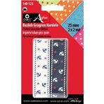 Öz-El Lacivert Beyaz Çapa Desen Baskılı 2'Li Grogren Kurdele, Paketlik Kurdele 2,5 Cm 2 + 2 Mt 140 123