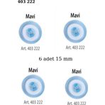 Öz-El Mavi Renk 6 Adet Beyaz Şeritli 15 Mm Bebek Düğme, Bebek Kazak, Yelek, Gömlek Düğmesi 403 222
