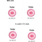 Öz-El Pembe Renk 6 Adet Beyaz Şeritli 15 Mm Bebek Düğme, Bebek Kazak, Yelek, Gömlek Düğmesi 403 231