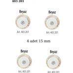 Öz-El Simli Beyaz Renk 4 Adet 15 Mm Bebek Düğme, Bebek Kazak, Yelek, Gömlek Düğmesi 403 201