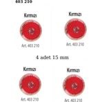 Öz-El Simli Kırmızı Renk 4 Adet 15 Mm Bebek Düğme, Bebek Kazak, Yelek, Gömlek Düğmesi 403 210