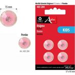Öz-El Simli Pembe Renk 4 Adet 15 Mm Bebek Düğme, Bebek Kazak, Yelek, Gömlek Düğmesi 403 204