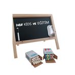 öz-gün tebeşir ÇİFT TARAFLI KÜÇÜK BOY YAZI TAHTASI 15 RENKLİ TEBEŞİR 15 BEYAZ TEBEŞİR SİLGİ TAHTA KALEMİ