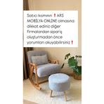 ÖZ KISMET Mobilya Blue Grey Sallanan Ahşap Berjer Koltuk Puf Hediyeli
