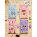 ÖZ OFİS Labubu Kawaii Sticker Defter 16 Sayfa Sticker 8 Sayfa Not Defteri - Anahtarlık Hediyeli