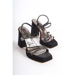 öz se shoes LAMİN MODEL SİYAH ABİYE TOPUKLU AYAKKABI