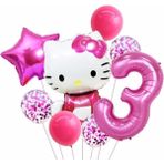 Öz Trend Store Hello Kitty 3 Yaş Balon Set Yıldız Balon Folyo Set Konsept Doğum Günü Set Yaş Balon Set