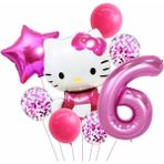 Öz Trend Store Hello Kitty 6 Yaş Balon Set Yıldız Balon Folyo Set Konsept Doğum Günü Set Yaş Balon Set