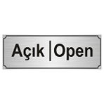 Özarslan Dizayn Açik-Open Yönlendirme Levhasi 7 x 20 cm Gümüş Renk Metal