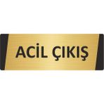 Özarslan Dizayn Acil Çıkış Metal Uyarı Levhası 5X20 cm Altın Renk