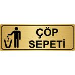 Özarslan Dizayn Çöp Sepeti Yönlendirme Levhası 10 x 20 cm Altın Renk Metal