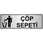 Özarslan Dizayn Çöp Sepeti Yönlendirme Levhası 10 x 20 cm Gümüş Renk Metal