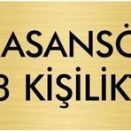 Özarslan Dizayn Departman Kapı İsimliği Asansör 3 Kişiliktir 7x20 cm Altın Renk Metal Yönlendirme Levhası
