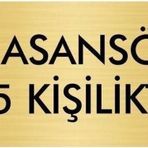 Özarslan Dizayn Departman Kapı İsimliği Asansör 5 Kişiliktir 5x20 cm Altın Renk Metal Yönlendirme Levhası