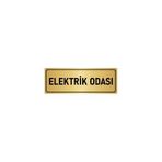 Özarslan Dizayn Departman Kapı İsimliği Elektrik Odası 10x20 cm Altın Renk Metal Yönlendirme Levhası