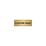 Özarslan Dizayn Departman Kapı İsimliği Elektrik Odası 5x20 cm Altın Renk Metal Yönlendirme Levhası