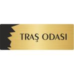 Özarslan Dizayn Departman Kapı İsimliği Tıraş Odası 7x20 cm Altın Renk Metal Yönlendirme Levhası
