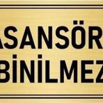 Özarslan Dizayn Departman Kapı İsimliği Yük Asansörüdür Binilmez 10x20 cm Altın Renk Metal Yönlendirme Levhası
