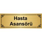 Özarslan Dizayn Hasta Asansörü 7x20 cm Altın Renk Metal Yönlendirme Levhası