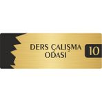 Özarslan Dizayn Metal Departman Kapı Isimliği Yönlendirme Levhası Ders Çalışma Odası (10) 7X20 cm Altın Renk