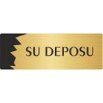 Özarslan Dizayn Metal Departman Kapı Isimliği Yönlendirme Levhası Su Deposu 5X20 cm Altın Renk