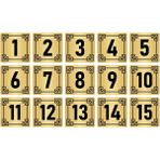 Özarslan Dizayn Metal Kapı Masa Dolap Numara Levhası 7X7 cm Altın Renk 15 Adet (1…15)