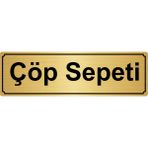 Özarslan DizaynÇöp Sepeti Yönlendirme Levhası 5 x 20 cm Altın Renk Metal