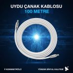 Özbience 100 Metre Uydu Anten Kablosu, F Konnektörlü, 64 Tel, Yüksek Kaliteli Ürün - Altın - Gri