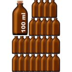 Özbience 100 ml Amber Cam Şişe, 25 Adet, Mantar Tıpalı, Kahverengi, Boş Ürün - Altın