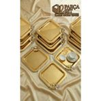Özbience 12'li Parlak Gümüş/gold Kelebek Tepsi, 22X22 Cm, Çay, Kahve, Nişan - Altın - Seçenek 1