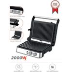 Özbience 2000W Siyah-Gümüş Paslanmaz Çelik Tost Izgara Makinesi, Çıkarılabilir Plak - Ahşap