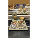 Özbience 2’li Metal Döküm Gold Çay Kahve Sunum Tepsisi Seti - Altın - Seçenek 1