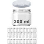 Özbience 300 ml Şeffaf Magnolya Cam Kavanoz, 24 Adet, Metal Kapaklı, Konserve Tarzı - Ahşap - Beyaz
