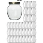 Özbience 36'lı 370ML Şeffaf Cam Yumurta Model Konserve Kavanozu Gold Kapak - Altın
