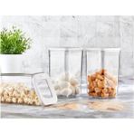 Özbience 3’lü 1200ML Kare Saklama Kabı Seti, Şeffaf, Vakumlu, Pratik ve Hızlı Paket - Ahşap - Beyaz - Seçenek 1