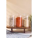 Özbience 3'lü 750 ml Borosilikat Cam Kavanoz Seti, 9X15 Cm, Şık ve Dayanıklı - Ahşap