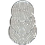 Özbience 3'lü Lüx Çelik Delikli Pizza Tepsisi Seti 28-36 Cm, Pratik ve Şık Tasarım - Ahşap - Beyaz - Seçenek 1