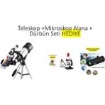 Özbience 3'lü Teleskop ve Mikroskop Seti, Hediye Dürbün ile Keşif Keyfi - Ahşap - Seçenek 1