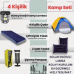 Özbience 4 Kişilik Kolay Kurulum Kamp Çadırı ve Şişme Yataklı Set - Açık Bej