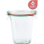 Özbience 6'lı 545 ml Cam Kare Saklama Kavanoz Seti, Şık ve Kullanışlı Ürün - Ahşap - Beyaz